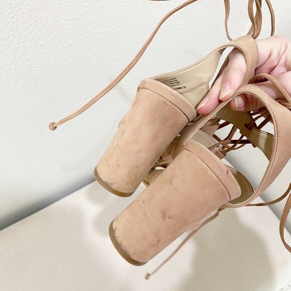 Vince Camuto winola nude lace up block heels size 7.5 - Picture 3 of 10